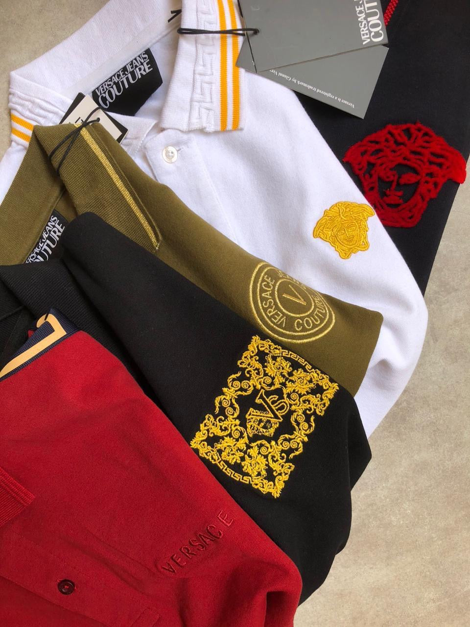 VERSACE NAVY BLUE RES LOGO PREMIUM POLO TSHIRT V5